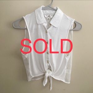 SOLD — White Button Up Crop Top